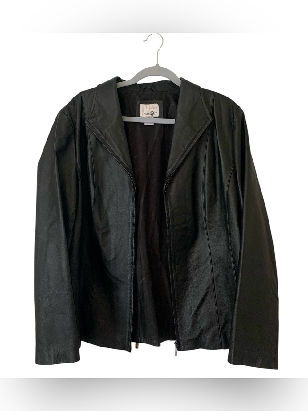 East 5th Black 100% Genuine Leather Full Zip Jacket Coat XL Extra Large